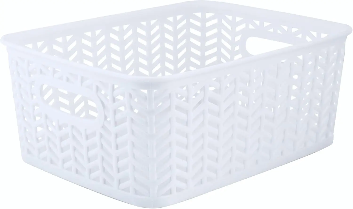 

Herringbone Storage Tote Basket Organizer for Closets, Desks, Toys - White Decorative Bin