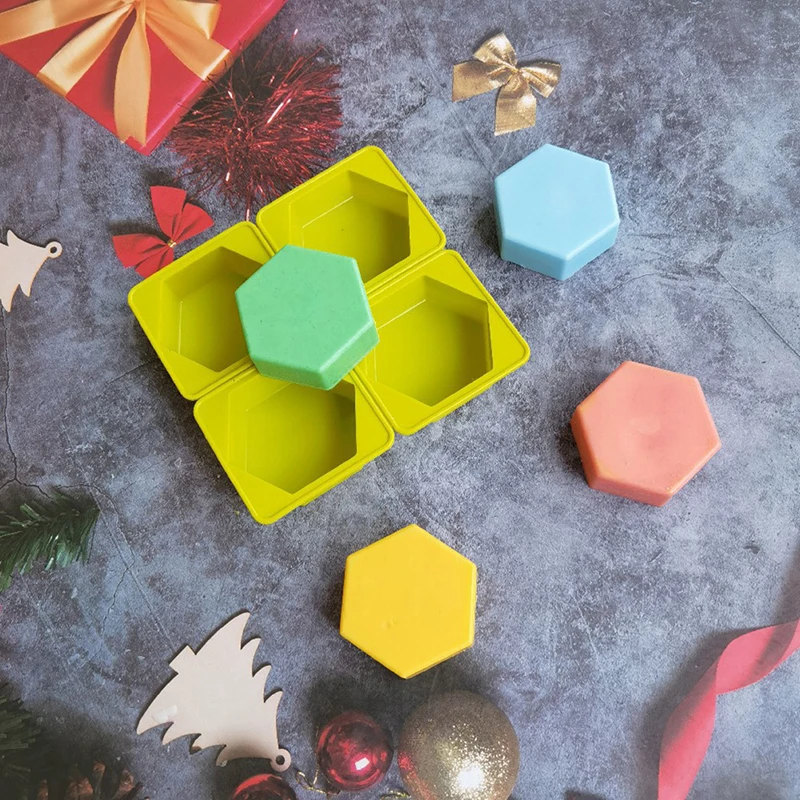 

4-Cavity Soap Mold Silicone Forms Making Handmade Hexagonal Aromatherapy Wax Plaster Epoxy Soap Silicone DIY Molds Supply