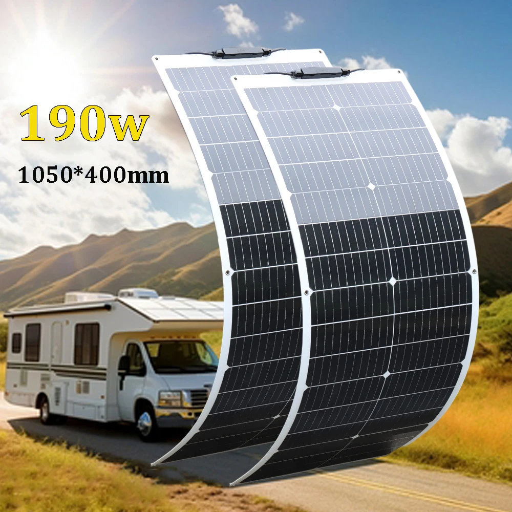 200w 190w 100w 95w pannello solare flessibile 12v sistema kit caricabatteria camper RV casa balcone impermeabile viaggio UE magazzino DHL spedizione monocristallino