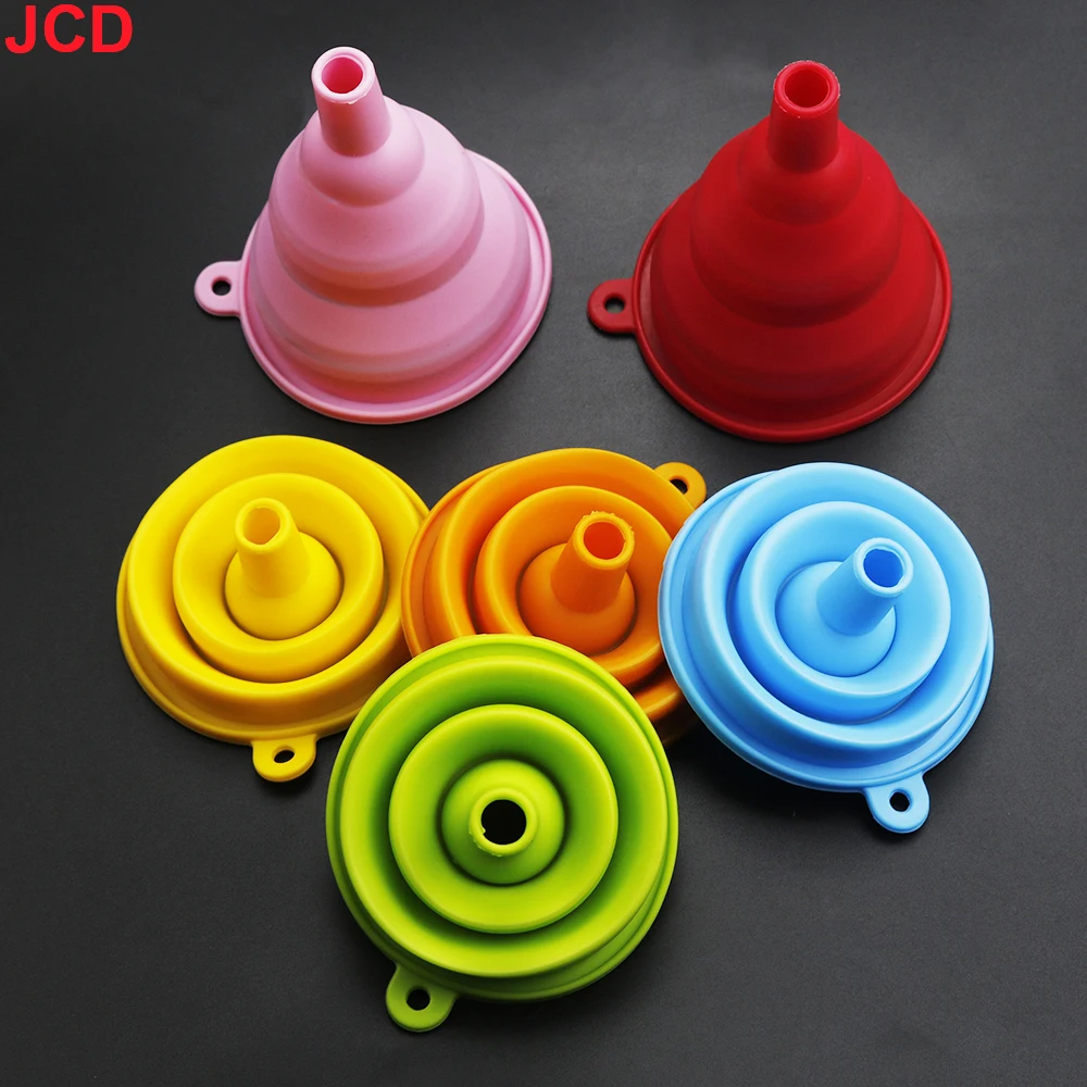 JCD 1pcs Silicone Collapsible Foldable Funnel Household Kitchen Cooking Tools Portable Wine Mini Portable Oil Pot Funnel