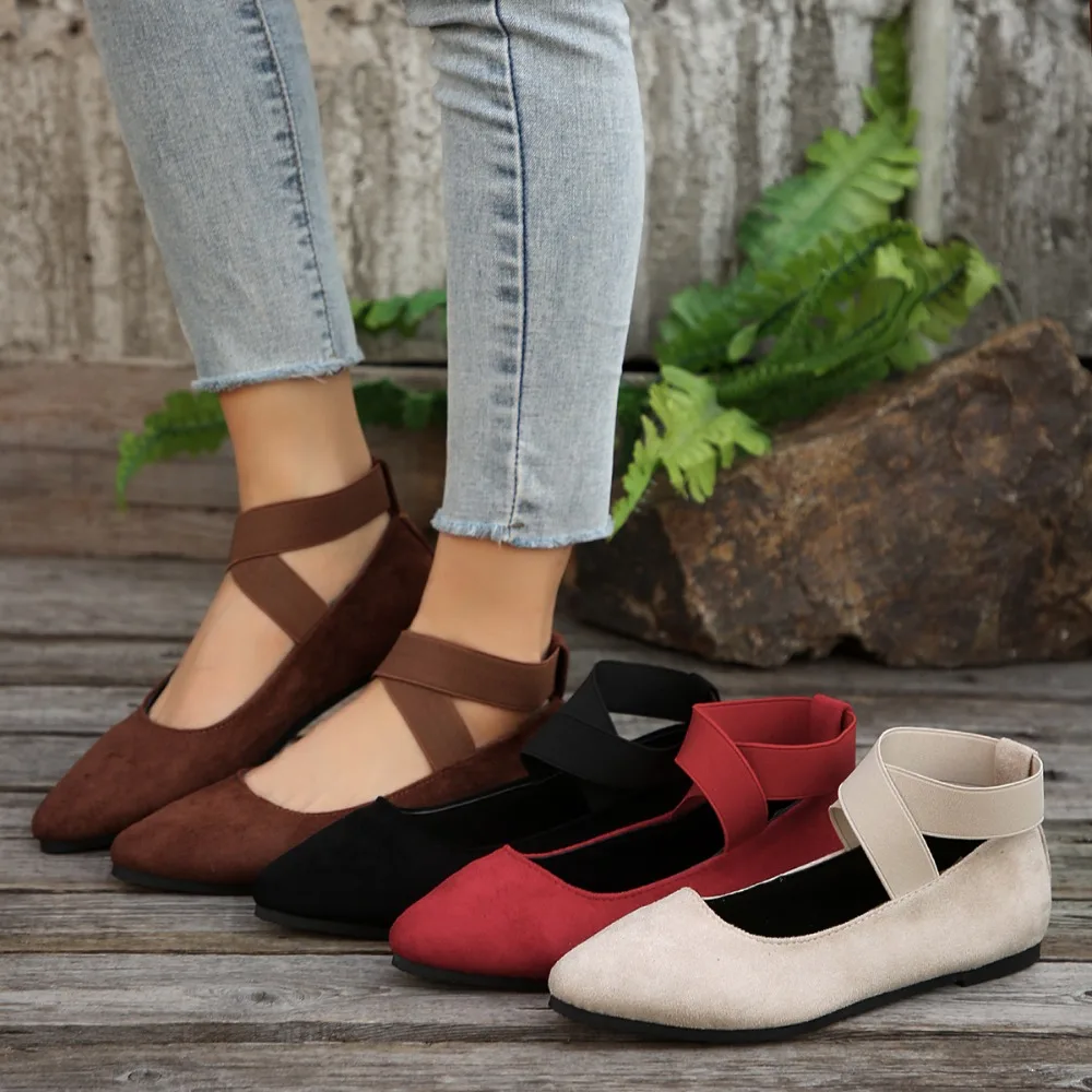 Damenschuhe, Ballerinas, Damen-Sandalen, Riemen, Knöchel, elastischer Gürtel, niedliche Ballerina-Damen, elegante flache Schuhe für Damen – Detail 17