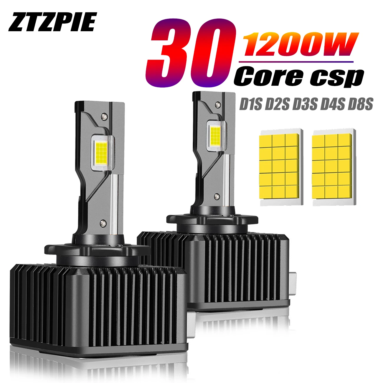 

Plug and Play HID D1S D2S D3S D4S D8S 1100000LM 6500K 1200W Canbus LED Xenon Car Headlight Bulb CSP 7570 Pure White