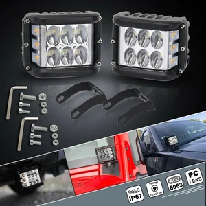 NLpearl-Dual Side Shooter Pod LED Trabalho Luz, Branco e Âmbar Strobe Lâmpada, Off Road, Luz intermitente para carro, caminhão, captador, barco, SUV, 4 8 principais vendas reflector led para carro - №8