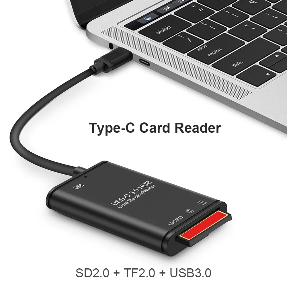 CoolFish Memory Card Reader 5V/2A Universal USB 3.1 Type C to USB 3.0 OTG Adapter Secure Digital TF Memory Card Reader