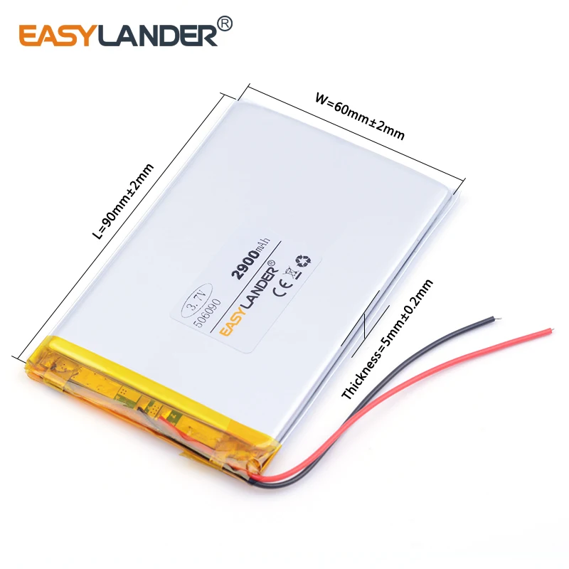 3pcs /Lot 506090 2900mAh 3.7V Rechargeable Lithium Li-ion Li Polymer Battery