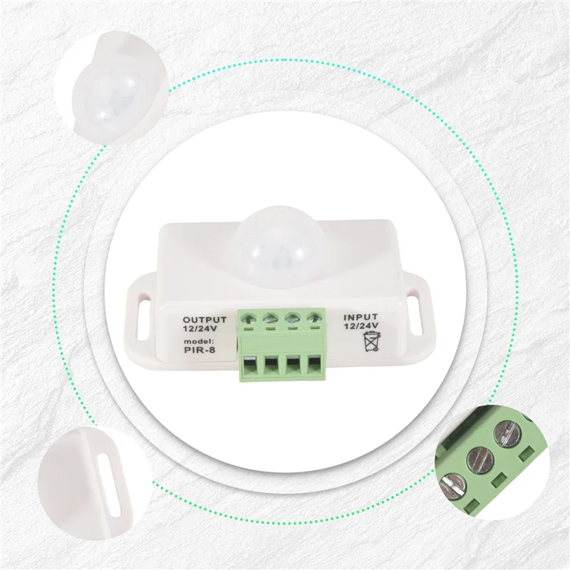 Rilevatore sensore di movimento a infrarossi ABKI-PIR, interruttore sensore di movimento con luce di striscia DC 12V-24V, per armadio, scale, cucina