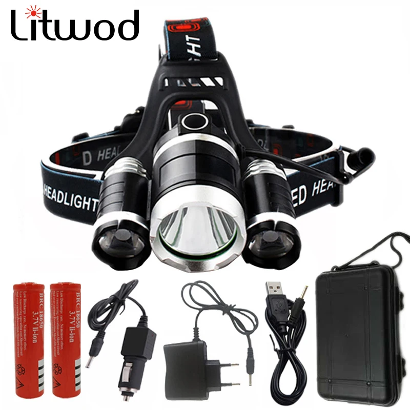 

30000 Lumen Headlamp Zoomable Aluminum Headlight Head Flashlight Torch For Fishing 30W Li-Ion Lantern XML-T6 Led Bulb Work Light