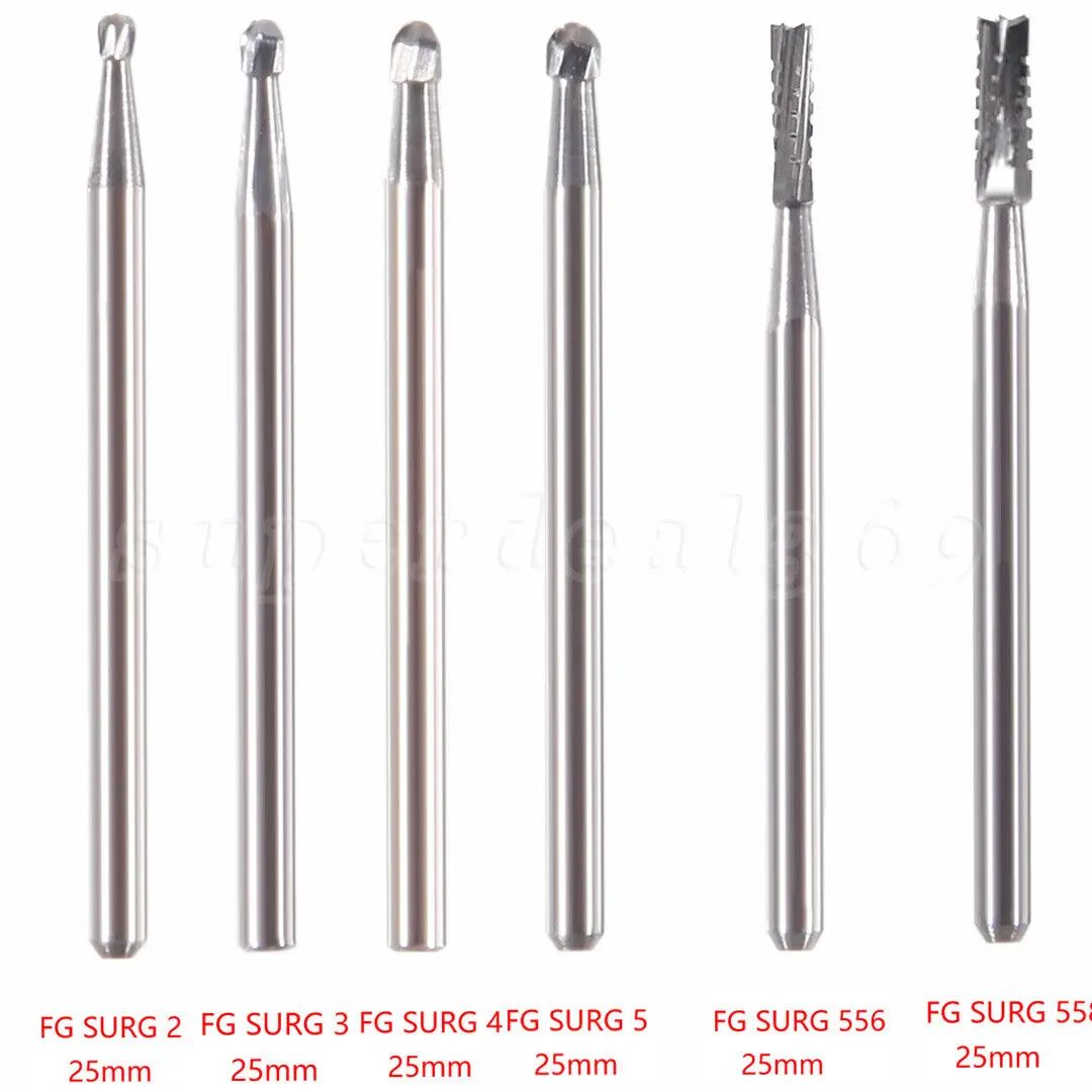 

5PCS/1Box Dental Burs FG 330 556 558 2-5 Carbide Bur Friction Grip Round Pear For High Speed Handpiece