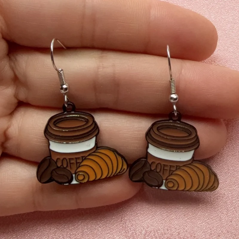 1 pair of alloy drip coffee series earrings, women's earrings, the best choice for gifts