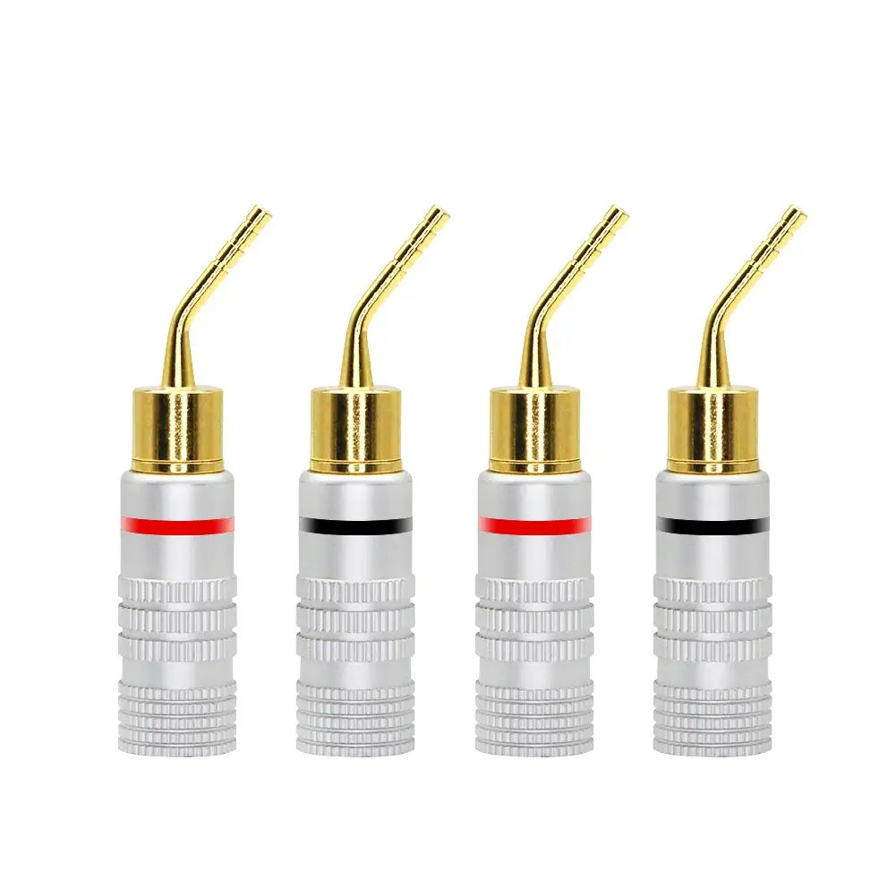 Gold Plated 2mm Banana Plug Screw Type Audio Speaker Pin Plugs Cable Connector Adapter 4Pcs HiFi Amplifier