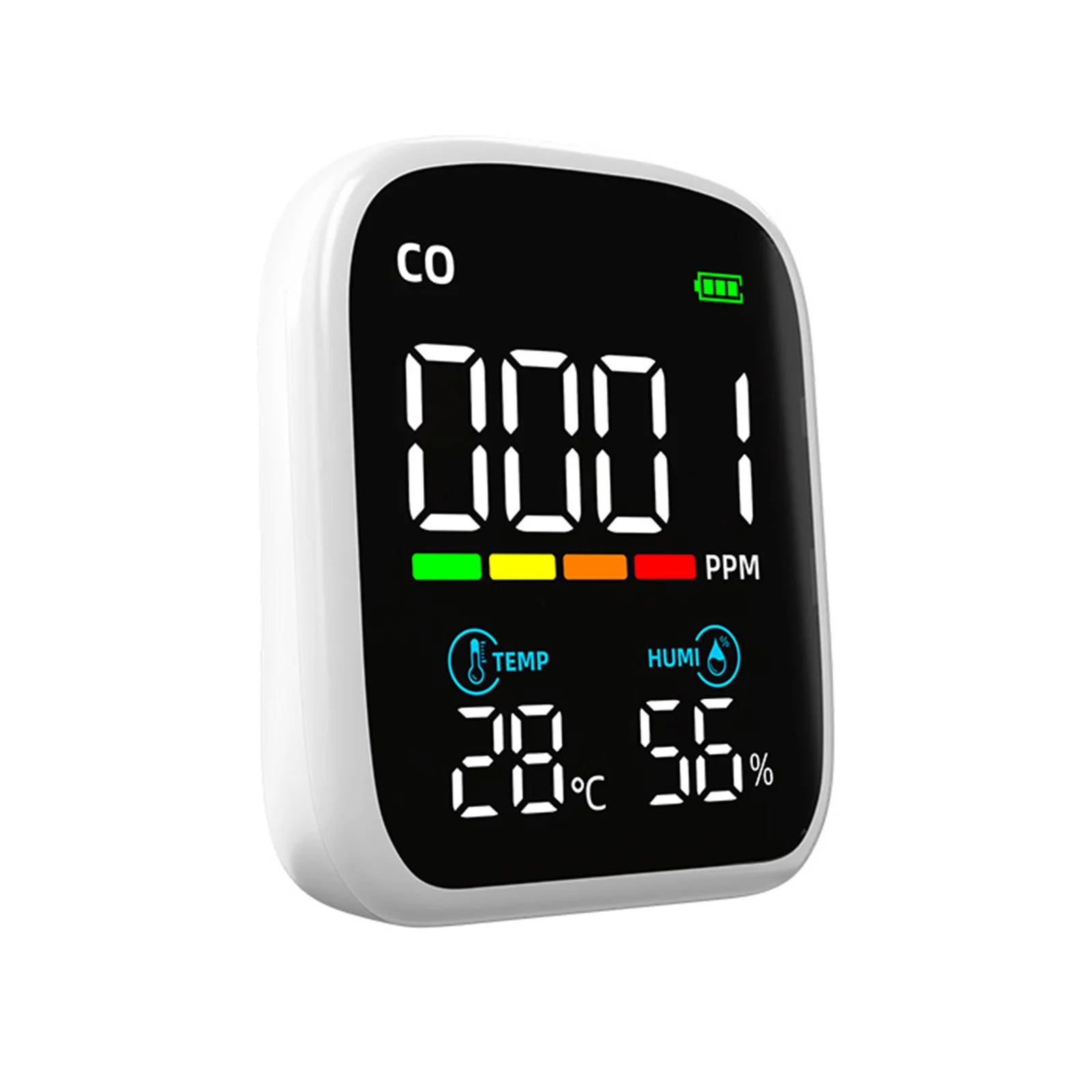 Portable CO Monitor 3 In 1 Carbon Monoxide Temperature and Humidity Detector Air Quality Meter for Home/Outdoor Camping/Garage