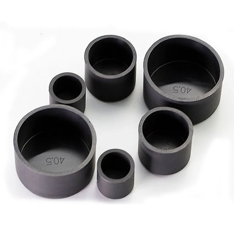 Black Silicone Round Pipe Tube End Cover Rubber Caps Table Chair Feet Pads Female Cap3/3.7/4.7/5.7/6.7mm~68.5mm