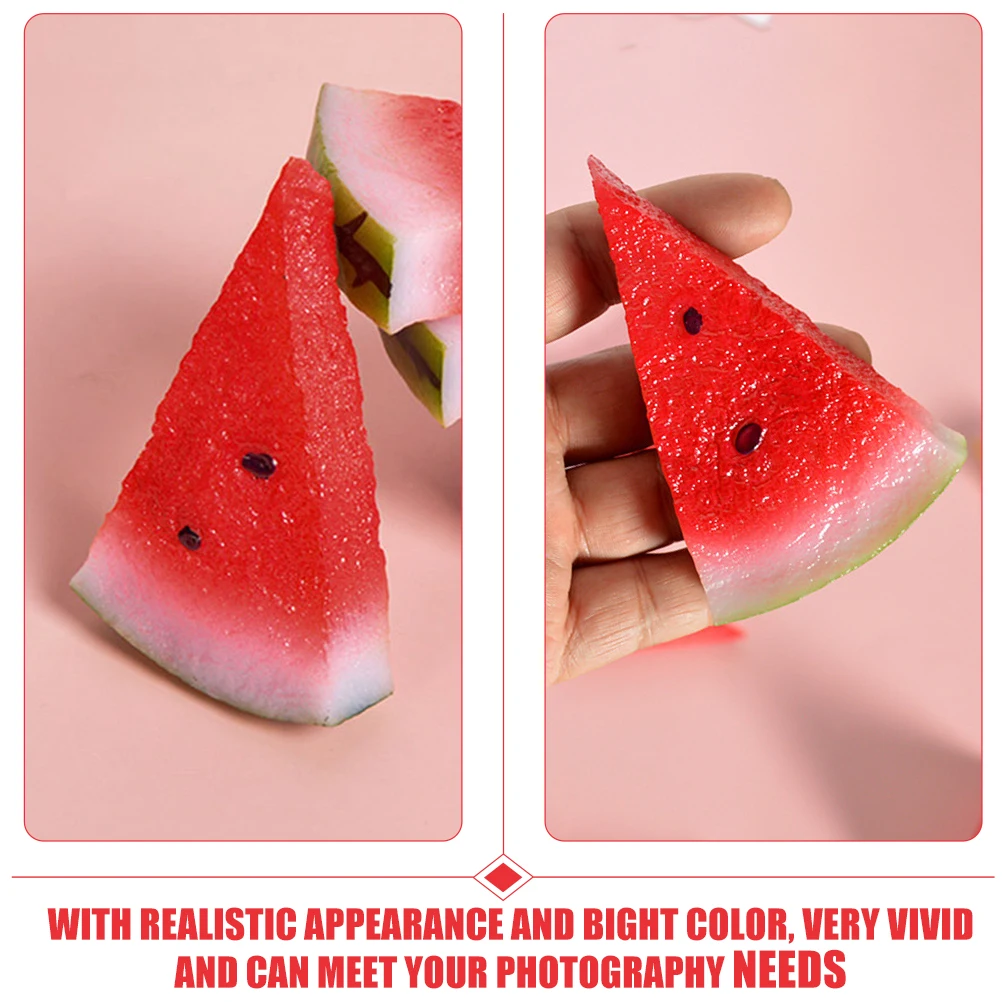 

2pcs Simulation Watermelon Slices Decor Fruits Model Props Bright Color Non Fading Realistic Early Education Toy Photography