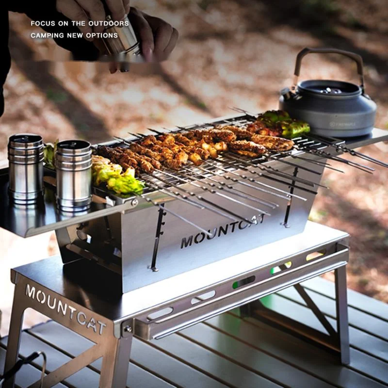 Compact Folding Grill for Home and Outdoor Camping Stainless Steel 304 Carbon Meat Grills Convenient Kebab Machine