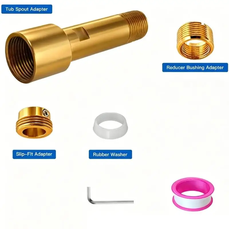 Wandmontage-Badewannen-Auslaufadapter, rostbeständiger Messing-Wannenauslauf-Anschluss, schwerer Messing-Wannenauslauf-Adapter – Detail 8