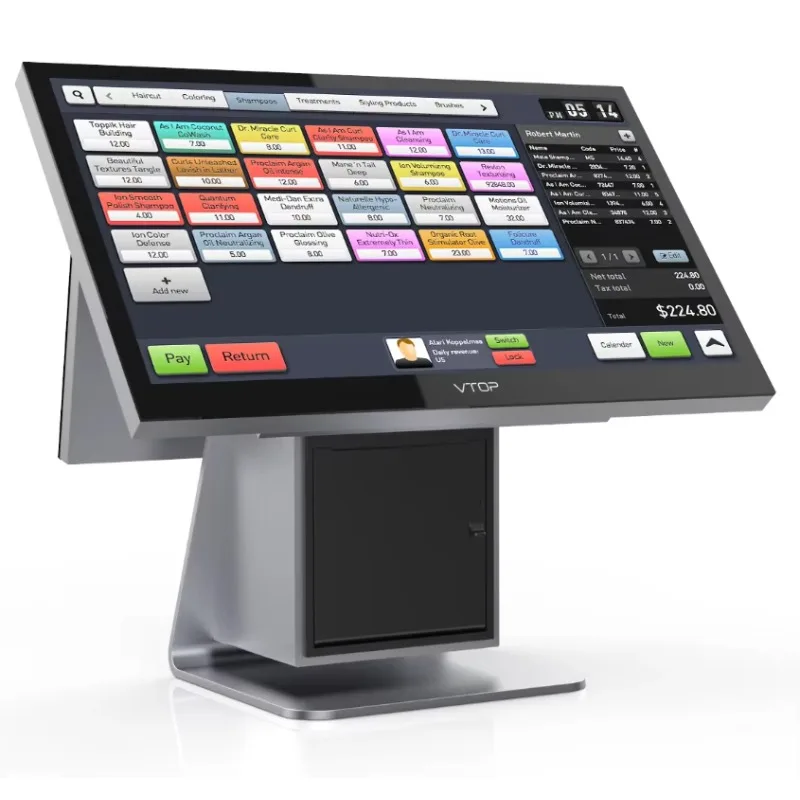 

15" TFT LCD Capacitive Touch Screen POS Terminal Cash Register With MSR Card Reader Stainless Steel Windows/Android OS