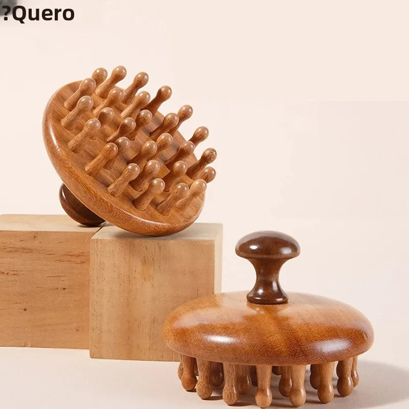 Pente de massagem profissional para terapia de madeira, cabeça de sândalo natural, massageador do couro cabeludo, ferramenta guasha, alívio circular de relaxamento dos dentes
