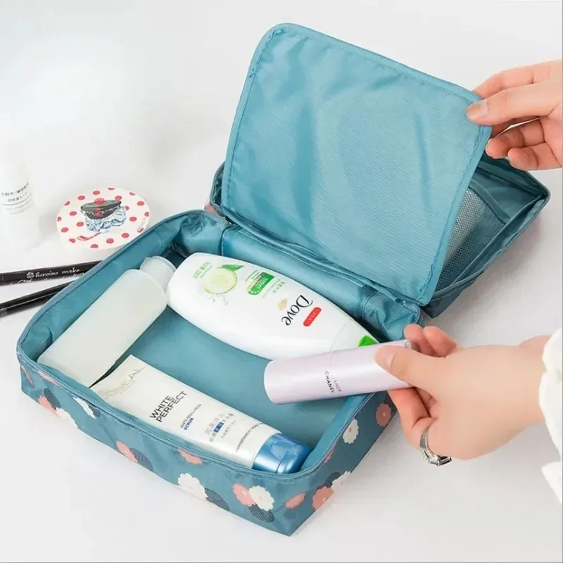 Large Capacity Portable Travel Cosmetic Bag, Multi-layer Storage Handbag, Multifunctional Thick Toiletry Bag
