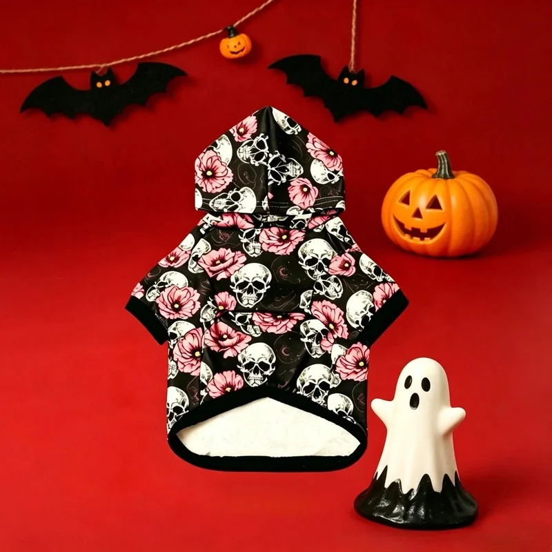 Halloween Gothic Skull Pet Hoodie 5