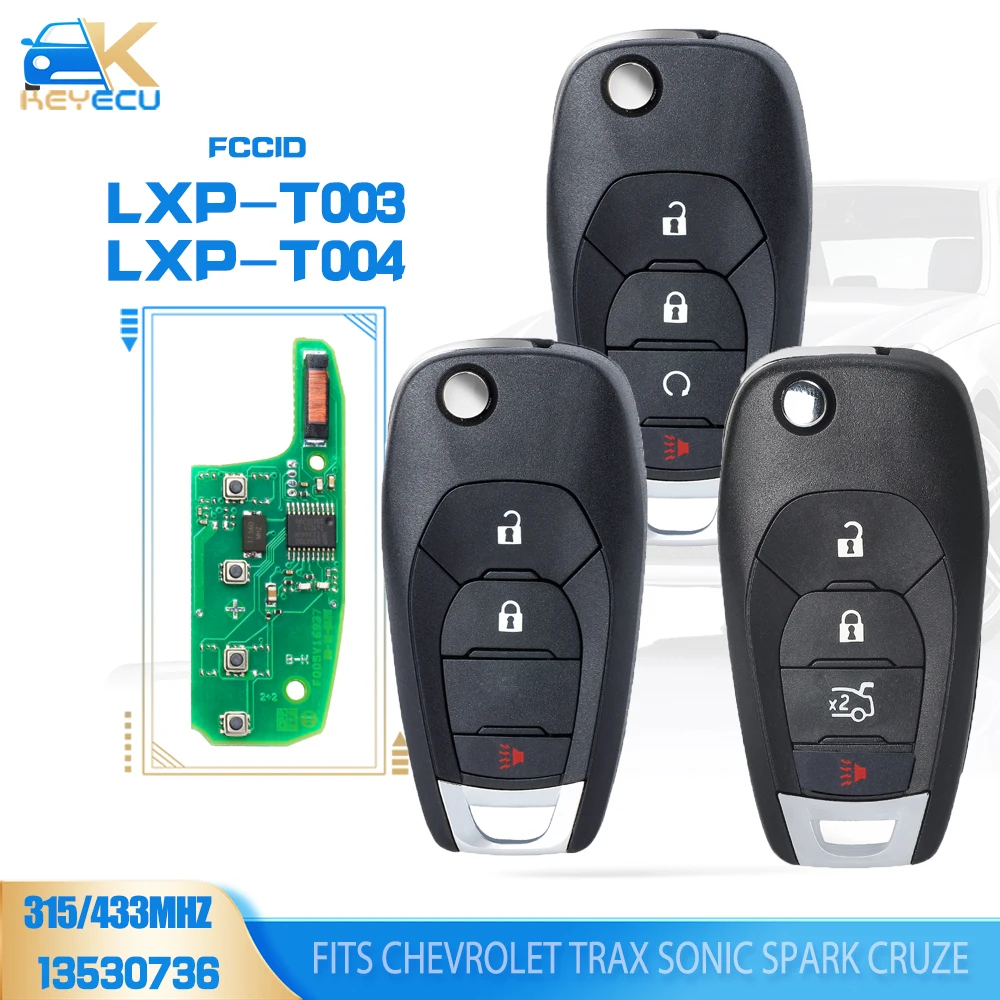 KEYECU LXP-T003 315MHz, LXP-T004 433Mhz ID46 Remote Key for Chevrolet Cruze Trax Sonic Spark Cruze XL7 XL8 2016 2017 2018 2019