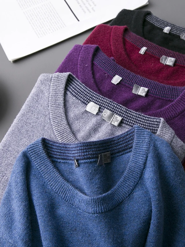 

Faionable Knitted Base irt for Men Multiple Colors Available Tagl Slim Fit Long Sve round Ne Spring Autumn Wear