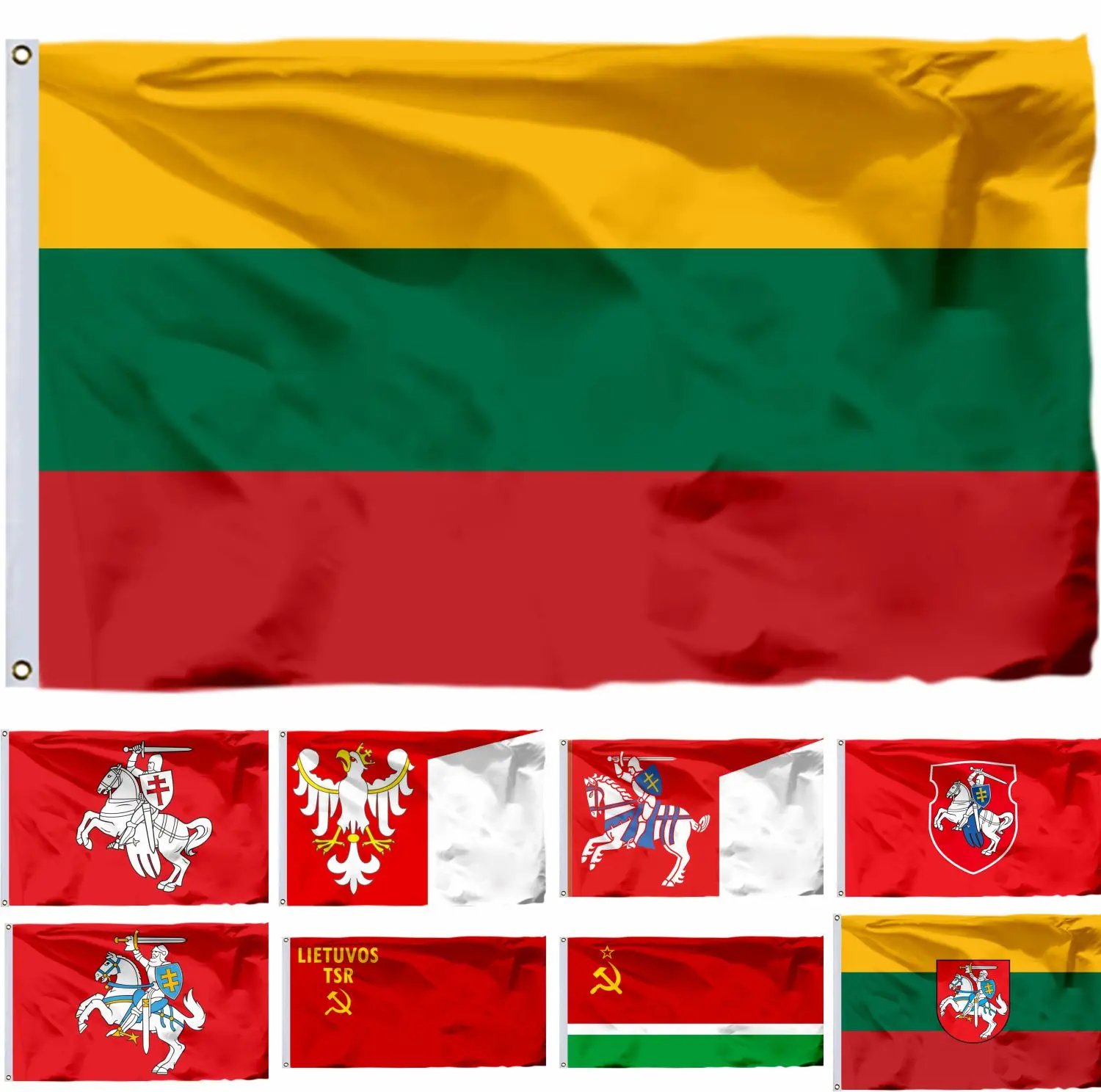 Lithuania Red Shield Kingdom Historical Flag LT SSR 3X5FT Alex K Grundwald Banner Knight Yellow Shield 90X150CM