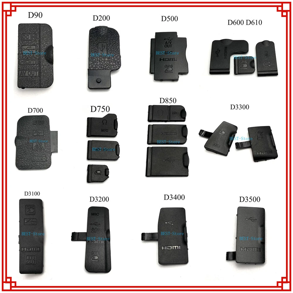 Nowe gumowe drzwiczki USB-HDMI do Nikon D90 D200 D500 D600 D700 D750 D810 D850 D3100-D3500 D5000 D5100 D5200 D5300 D5500 D5600 DS300