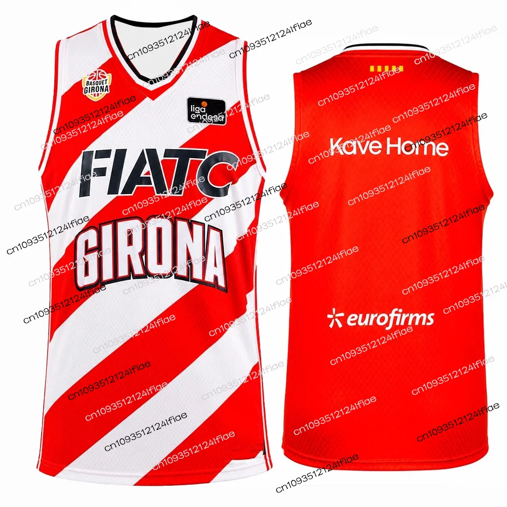 Neues locker geschnittenes Tanktop-T-Shirt für Kinder, Basketballtrikot Girona Spanien, atmungsaktives, schnelltrocknendes Fan-Edition-Trikot-Set
