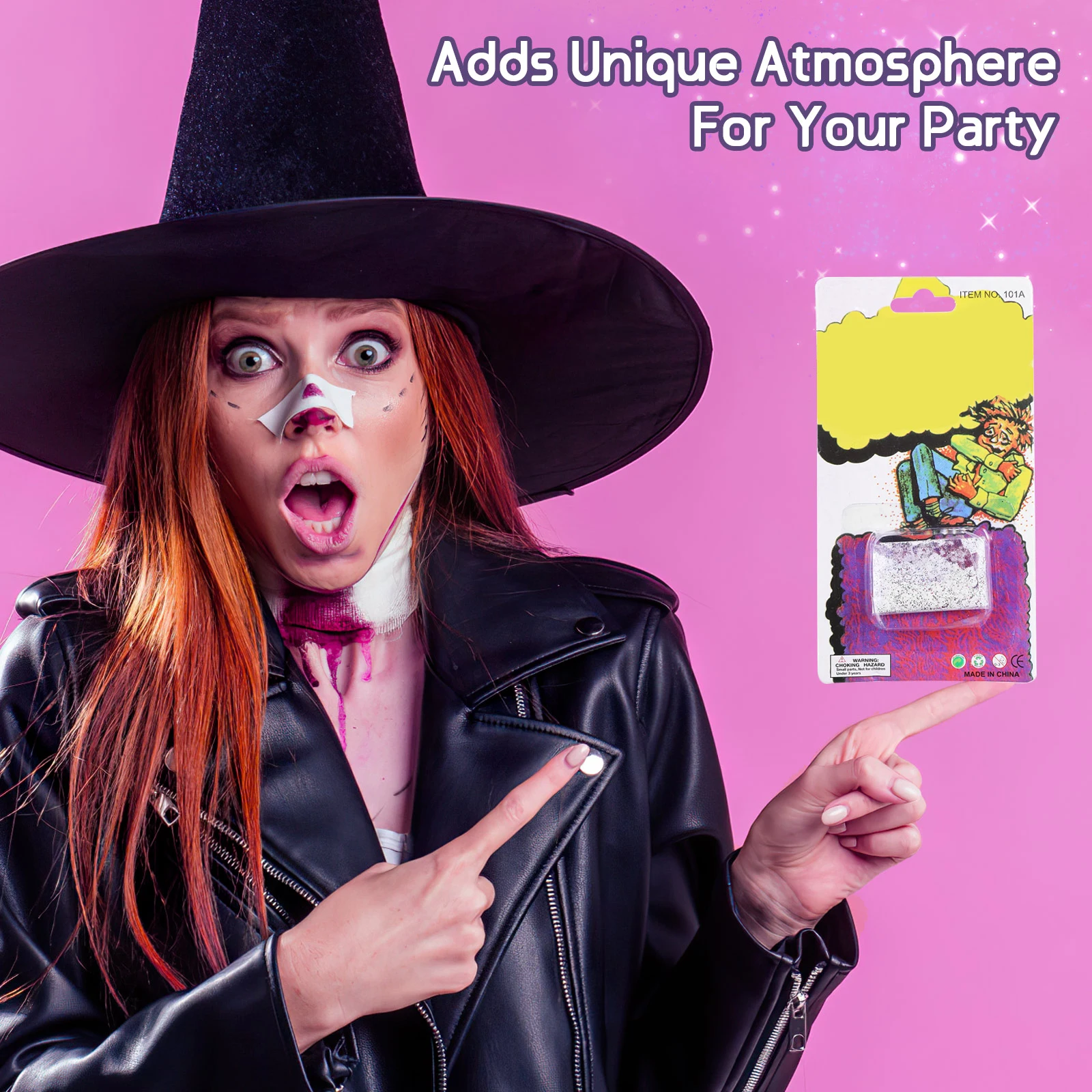 10 pezzi di trucco di Halloween puntello prurito in polvere scherzo puntello scherzo prurito in polvere perfetto per i materiali per feste del primo di aprile