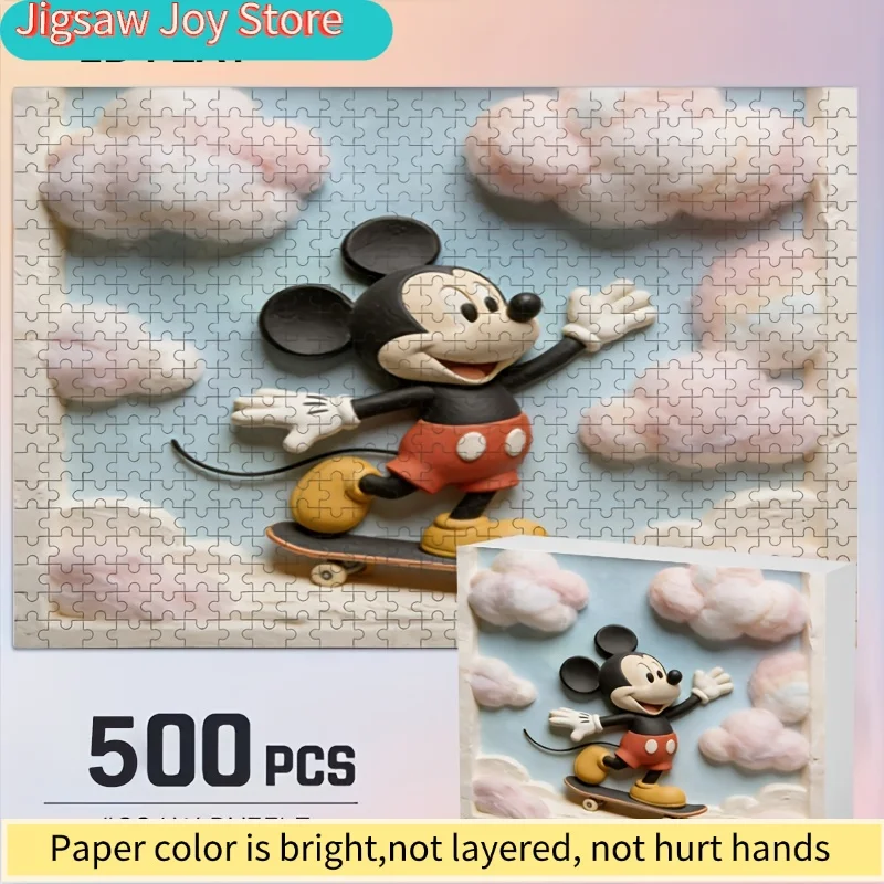 

500pcs Disney Stitch and Mickey Home Decor Print | 2D Flat Jigsaw Puzzle, Ideal for Adult Brain Teasers, Perfect for Christmas