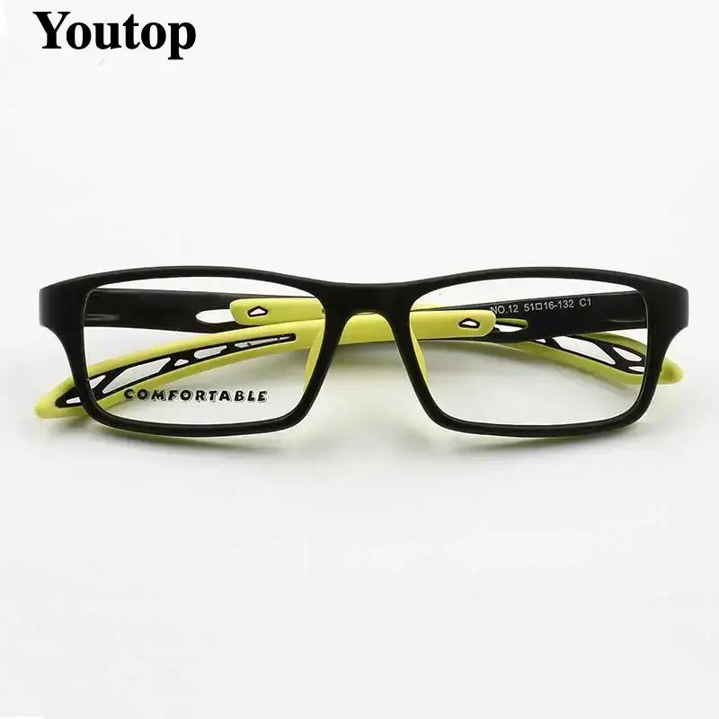 

YOUTOP Kids Eyeglasses Adjustable Size Flexible TR90 & Silicone Square Lightweight Frame(Age 7-12) NO.12