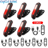 5 PCS LED Bike Tail Light USB Rechargeable Helmet Bike Rear Lights Easy for Install Safety MTB Bike Cycling Lamp