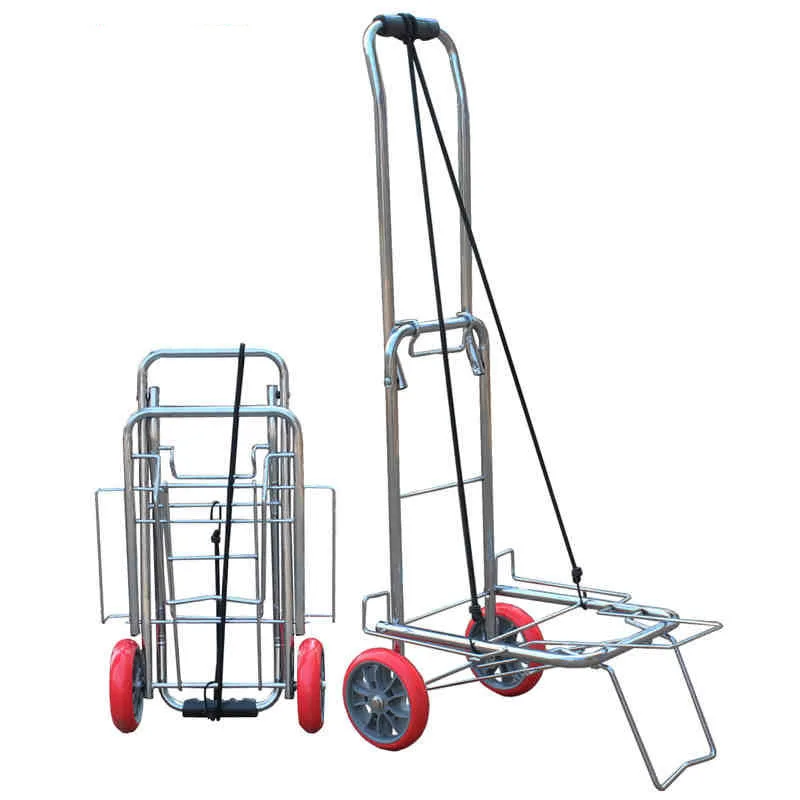 

Portable Small Trolley Cart Hand-Pulled op Car Vegetable Bung Hand-Pu Cart Two-Wheel Load Fly Use Storage Organizer
