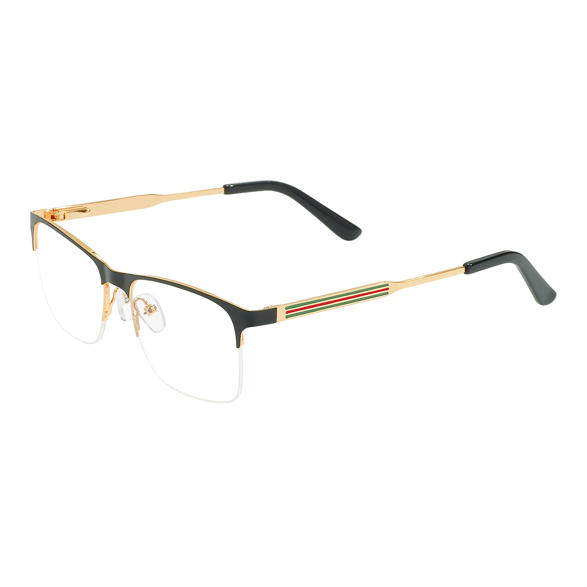 Fashion Rectangle Metal Half Rim Spectacle Vintage Gold Men's Eyeglasses Frame For Medical Optical Prescription Lenses Myopia