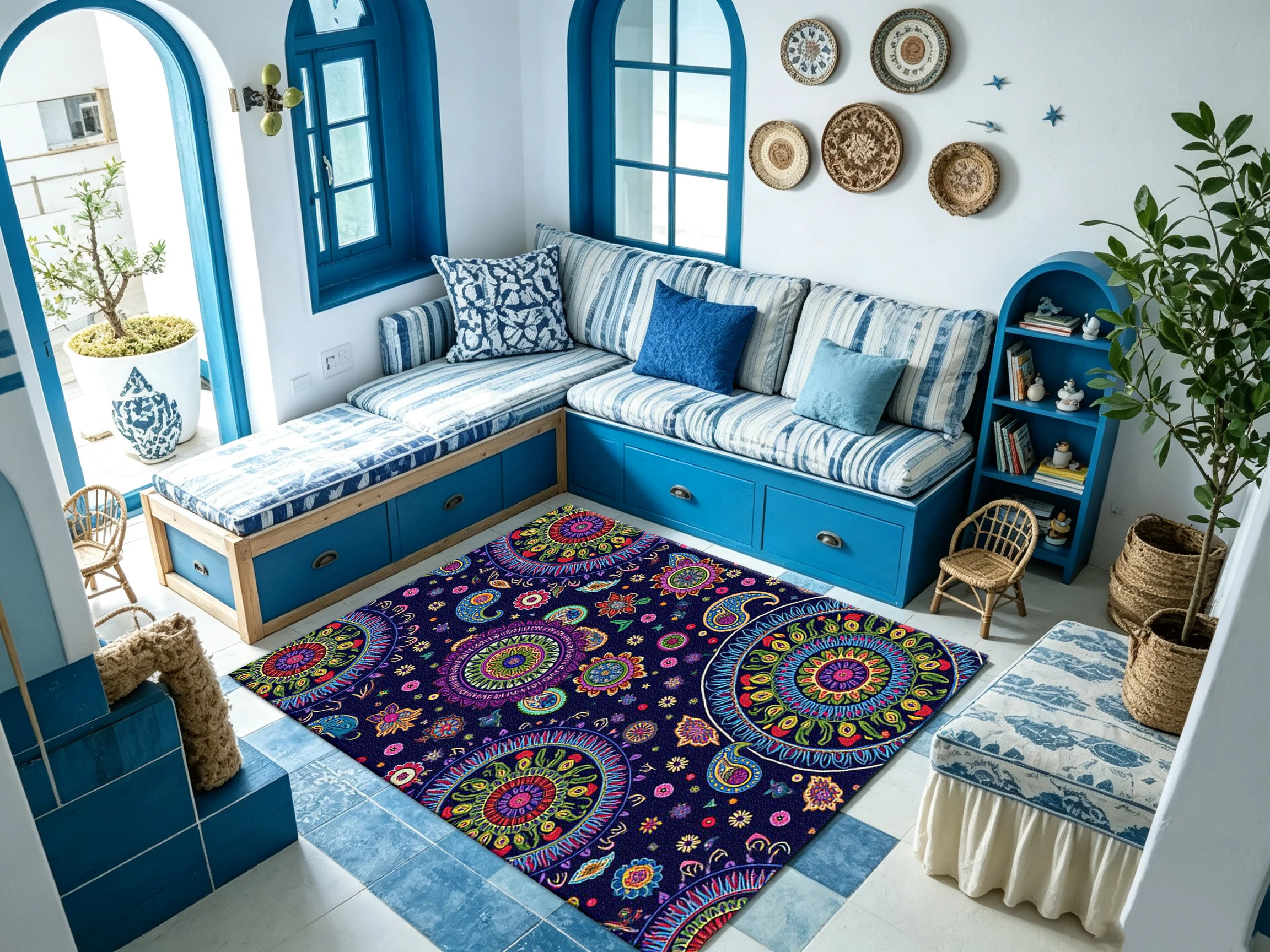 Starry Sky and Galaxy Landscape Carpet Artistic Printed Carpet Suitable for Living Room Bedroom Home Decoration
