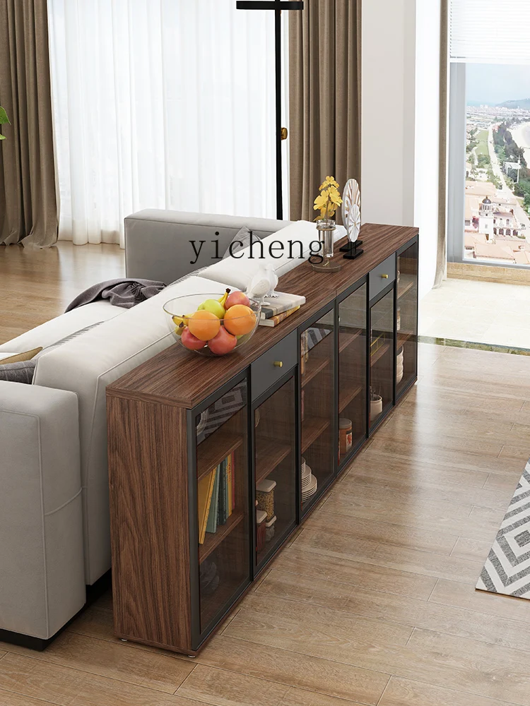 ZC Ultra-Thin Glass Sideboard Sofa Back Cabinet Storage Living Room Wall Home Modern Minimalist Tea Cabinet