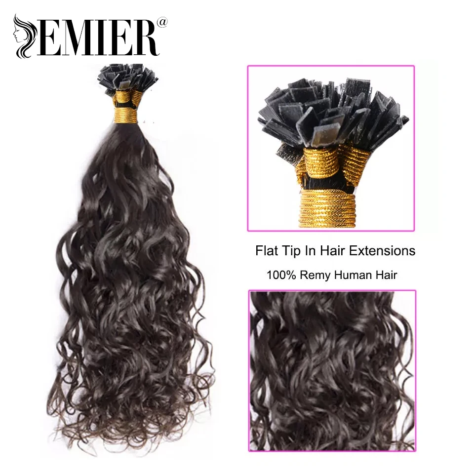 Water Wave Pre Bonde Keratin Fusion Tip Human Hair Extension 40g 50g/Pack Brazilian Remy Flat Tip Human Hair Extension For Women
