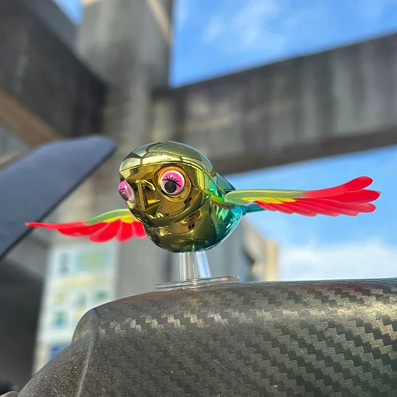 Simulation Flying Bird Motorcycle Car Ornaments Waving Wings In The Wind Cute Companion Little Bird Creative Car Fun Companion