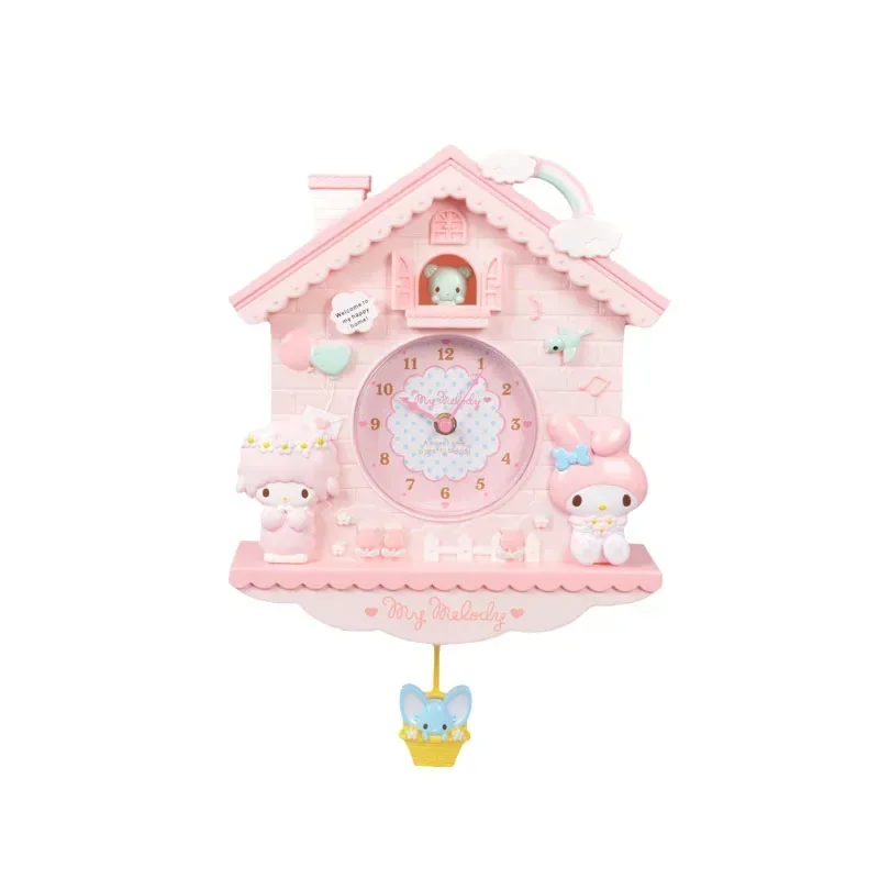 Kawaii Swing orologio da parete Sanrio Cinnamoroll My Melody Hello Kitty decorazione della stanza ciondolo simpatico cartone animato orologio regalo