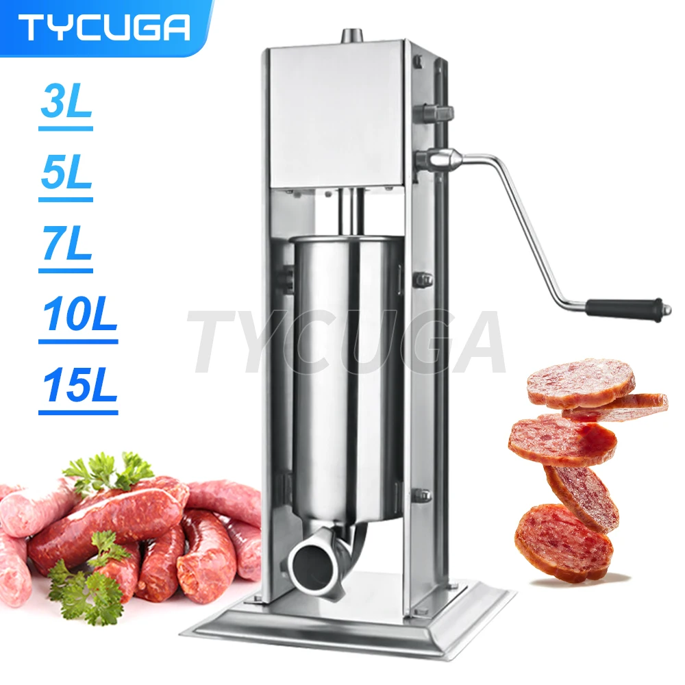 Sausage Maker Stainless Steel Vertical for Commercial Stuffer Filler Manual 3L 5L 7L 10L for Home Make Sausage Filling Machine