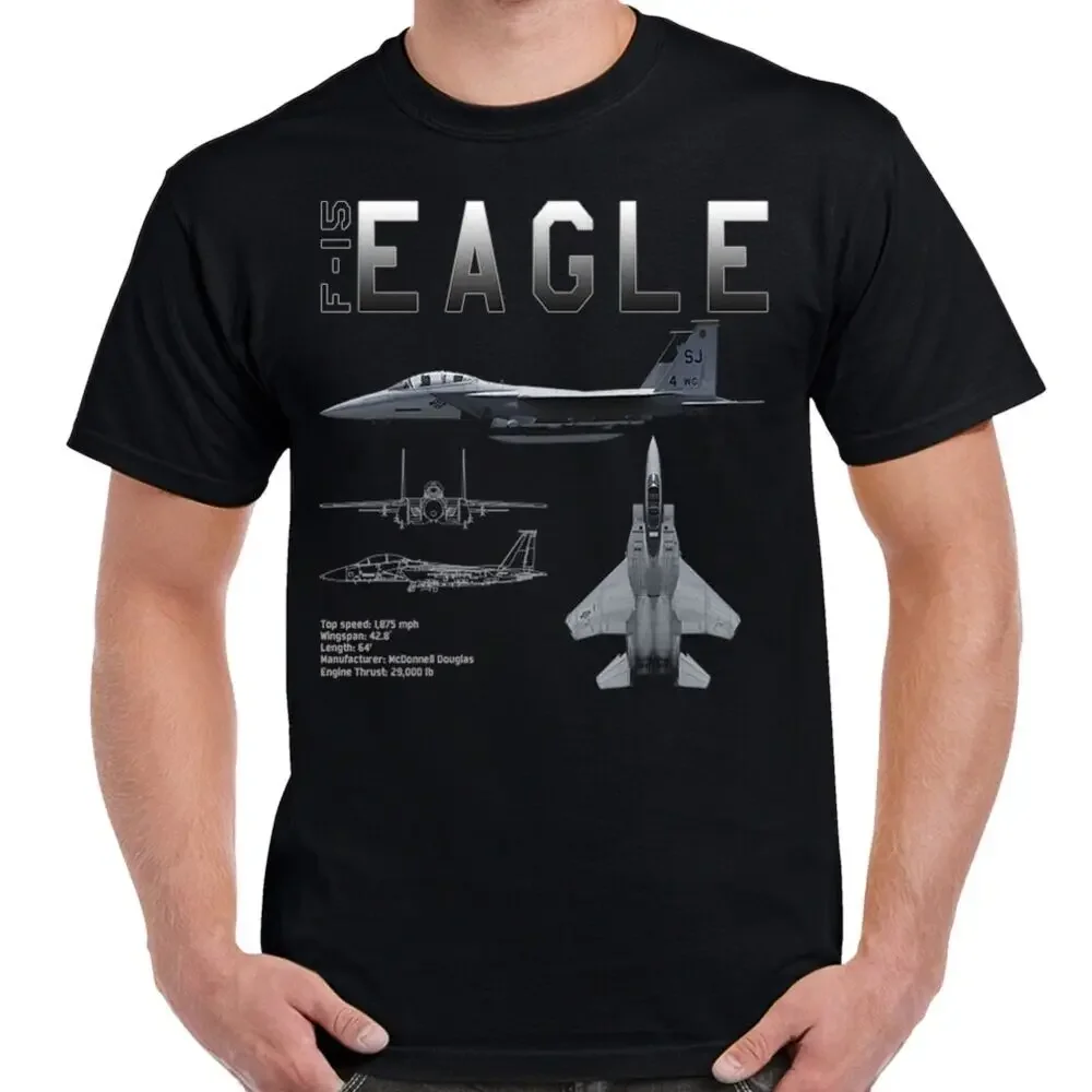 F-15 Strike Eagle Fighter Schematic T-Shirt 100% Cotton O-Neck Summer Short Sleeve Casual Mens T-shirt Size S-3XL