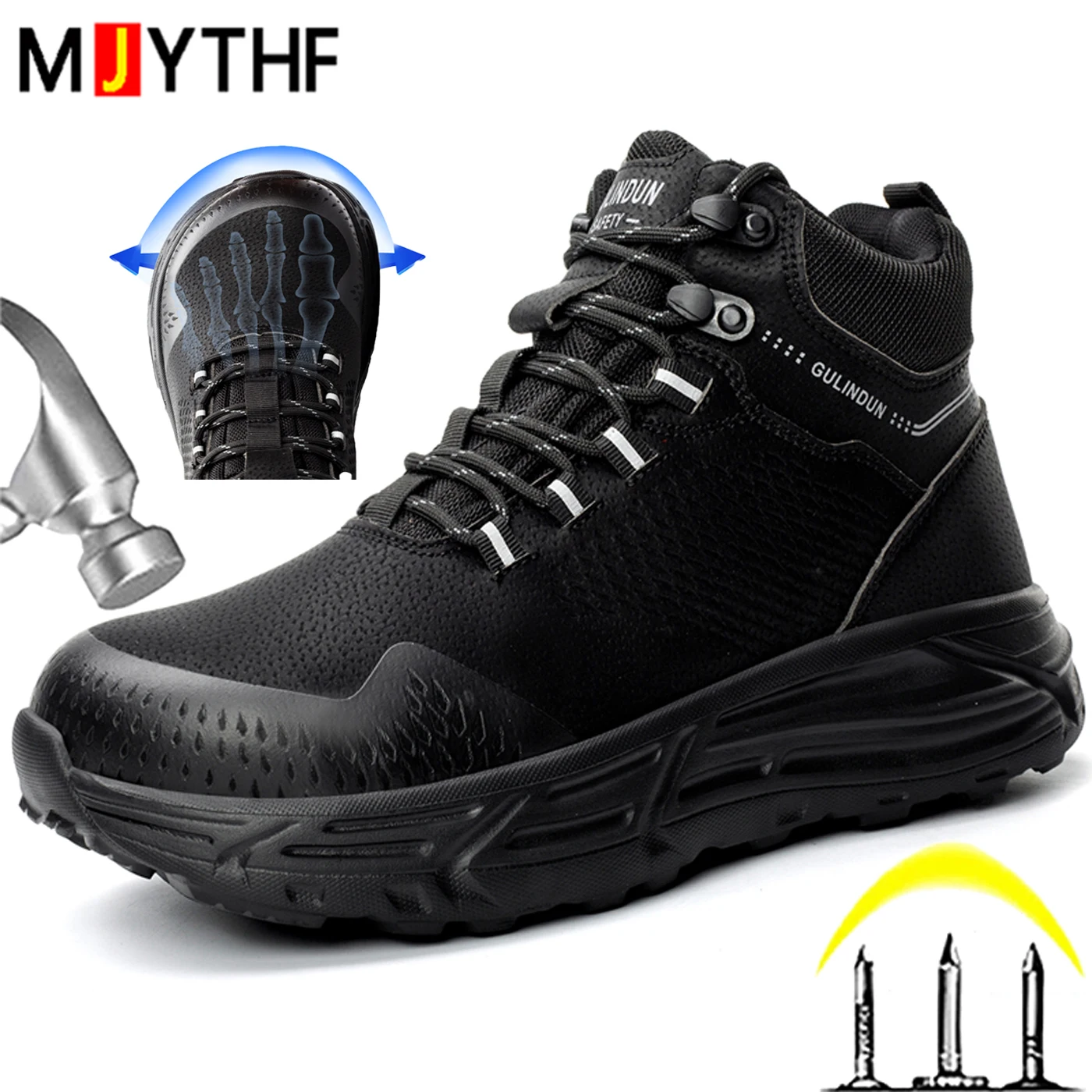 Large size 50 Work Boots Safety Shoes Men Widening The Steel Toe Cap Anti-Smash Protection Shoes Platform Security Boots Men