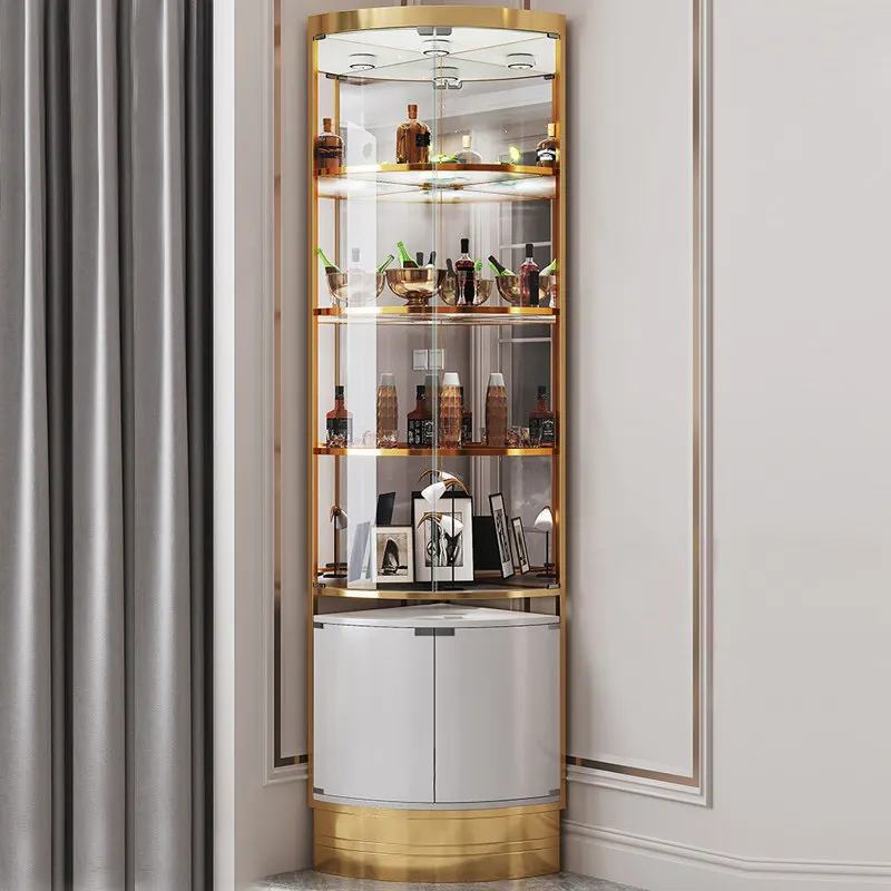 

TTHousehold simple modern corner fan glass door corner corner wine cabinet