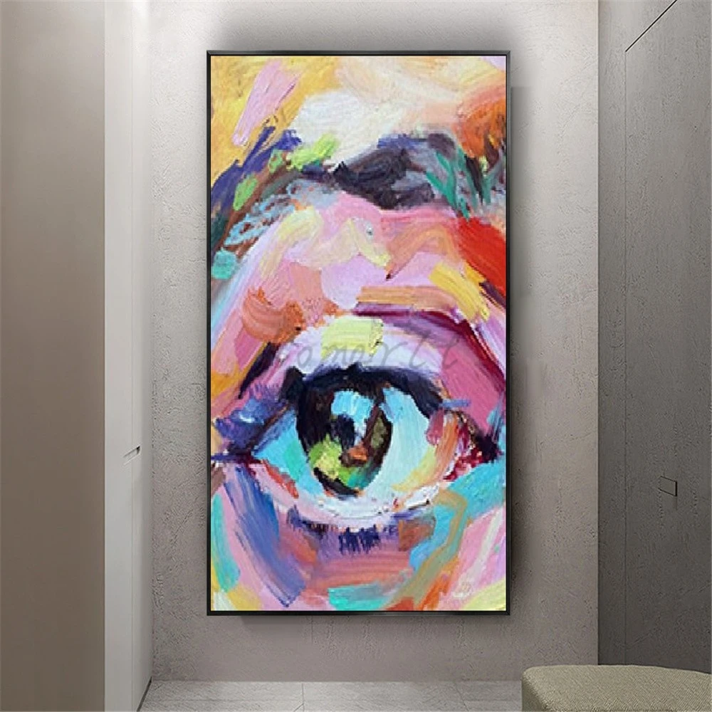 Nordic Nielly Colorful Eye Oil Painting on Canvas Handpainted Wall Art Picture for Living Room Decor Modern Abstract Artwork
