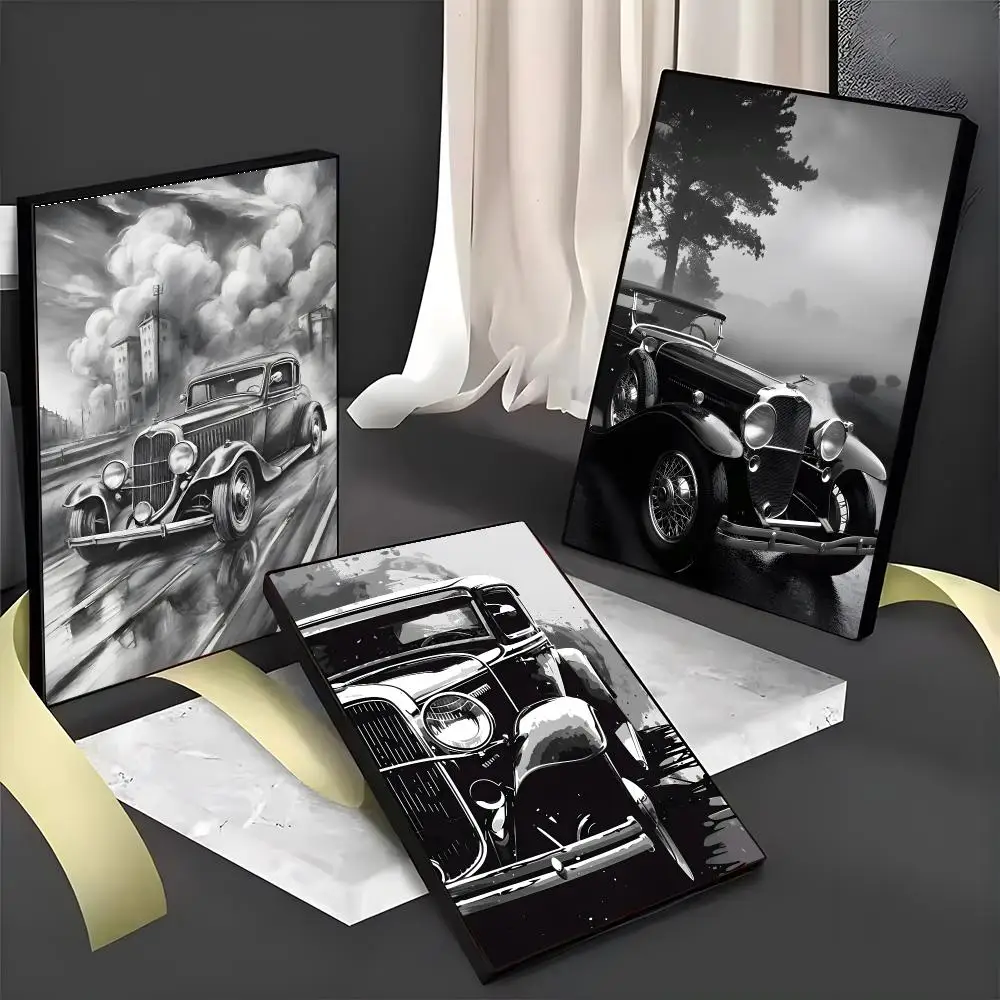 Vintage Black And White Automotive Poster PC Hot Poster Art HD Canvas AAA Advanced Aesthetic Printing Paper Wall Art For Living