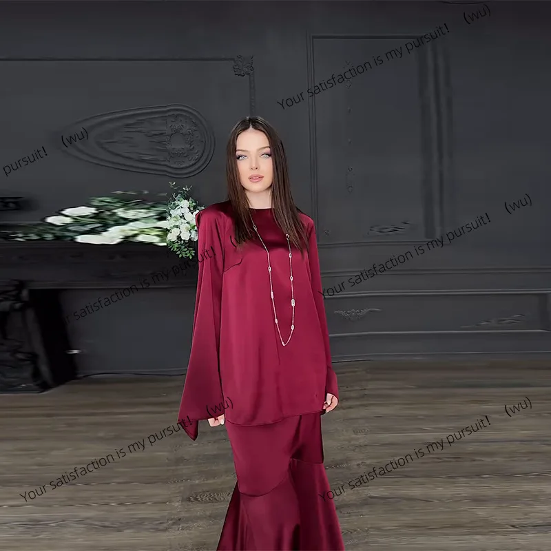 ZOCI-ชุดกระโปรงสีทึบแขนยาวลำลองแฟชั่นสตรี