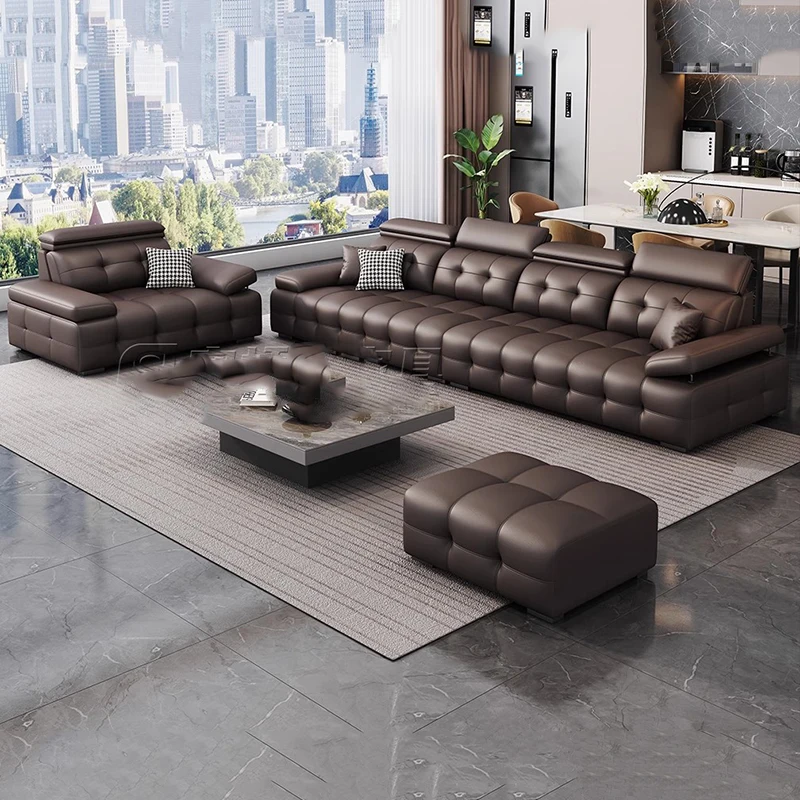 أرائك غرفة المعيشة الجلدية الحديثة الأريكة كسول الشمال الفاخرة الحد الأدنى غرفة المعيشة الأرائك صالة مصمم موبليس أثاث المنزل #5