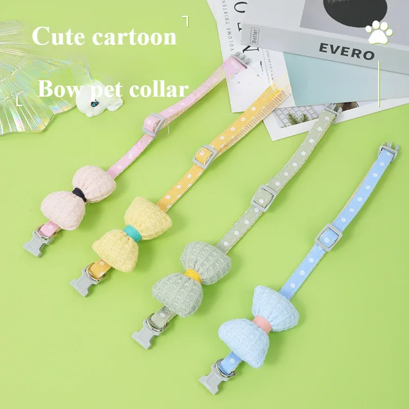 

New Cat Bow Wave Point Adjustable Collar Cute Plush Pet Fashion Necklace Supplies