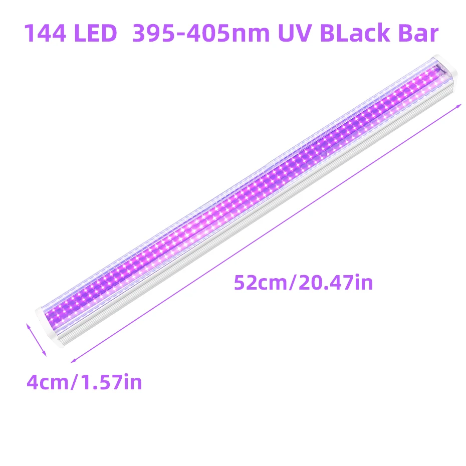 144 LED UV Glow Black Light Bar 25W 52cm Blacklight for Party Disco DJ Halloween Birthday Decor Bedroom Body Pain Poster