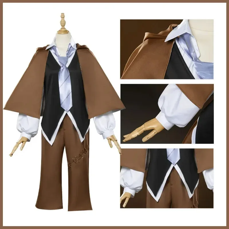 2025 aaa 애니메이션 뱅고 스트레이 도그스 에도가와 람포 코스프레 의상 무기 탐정사 유니폼 숄 가발 남녀 할로윈 파티